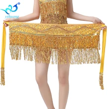 Костюм для танца живота, хип-шарф, вечерние топы с бахромой и блестками, юбка для танца живота, пояс для танца живота, хипшарф