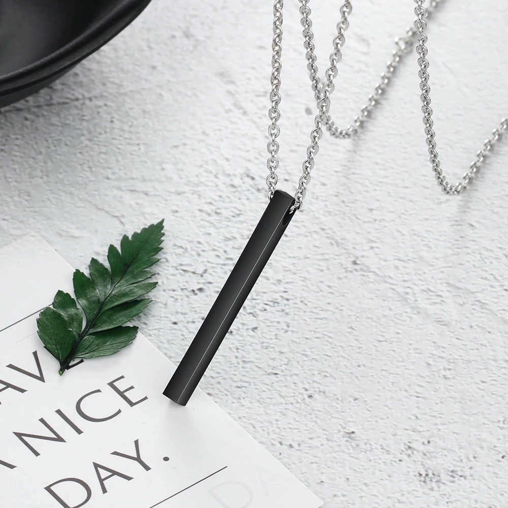 3 Color Engraved Name Necklace Personalised Gift Strip Pendant Stainless Steel Fashion Necklaces & Pendants (JewelOra NE103087)
