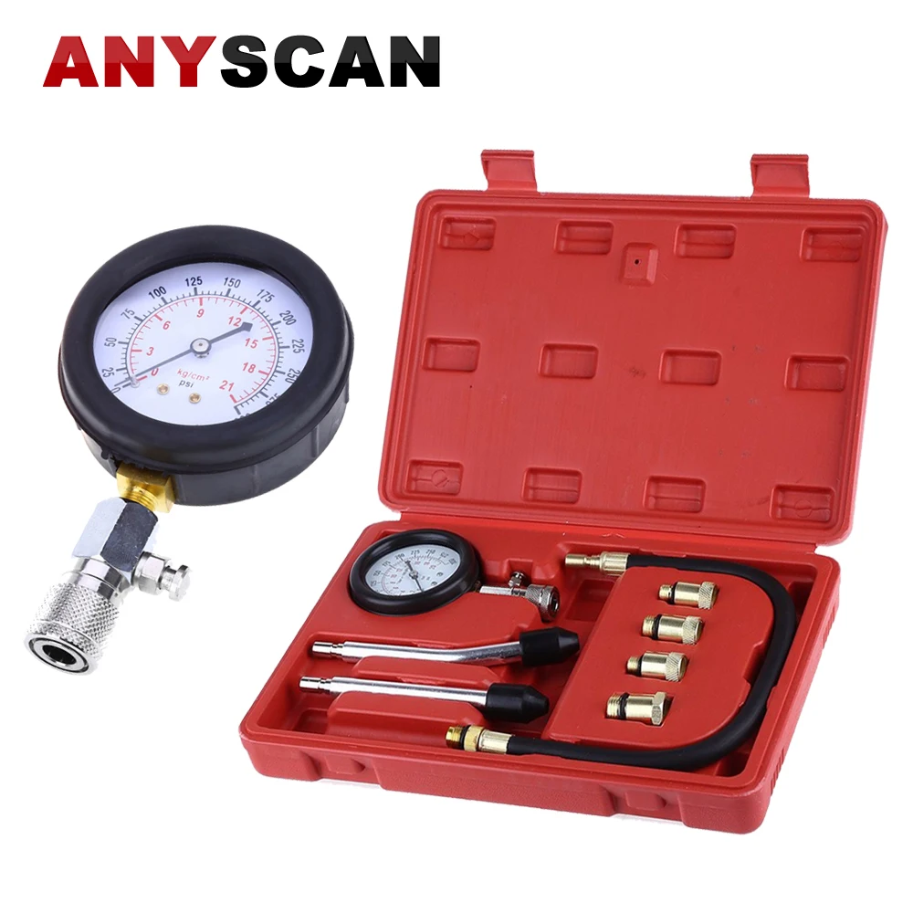 9 PCS Pressure Gauge Tester Kit Motor Auto Petrol Gas Engine Cylinder