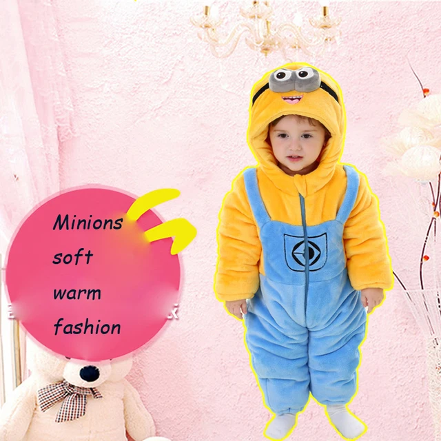 Minions Winter Overalls For The Boys Baby Girls Thick Rompers Full