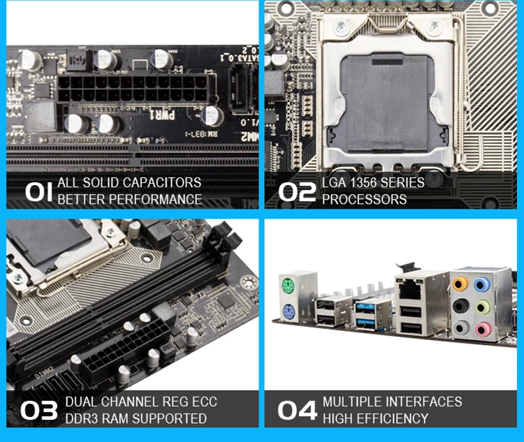 Kllisre X9A набор материнских плат с LGA 1356 E5 2470 C2 2x8GB = 16 Гб 1600 МГц DDR3 память ECC Reg