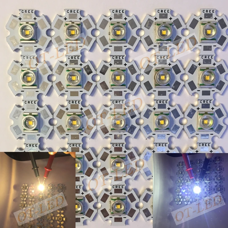 10PCS Cree XLamp XR-E Q5 White 3W High Power LED Light Emitter with 16mm Base
