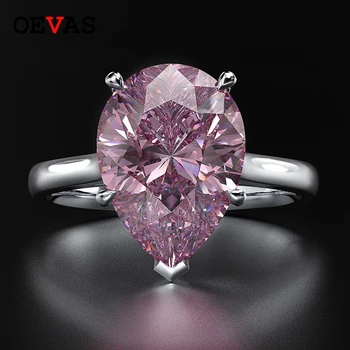 

Elegant S925 silver Big Water drop Zircon Party jewelry Top quality AAAAA+ CZ Pink Blue White Red Yellow Birth stone Rings 5-12