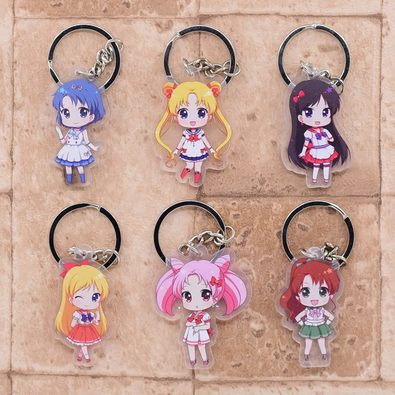 

2019 Sailor Moon Keychain Double Sided Acrylic Customization Key Chain Pendant Anime Accessories Cartoon Key Ring