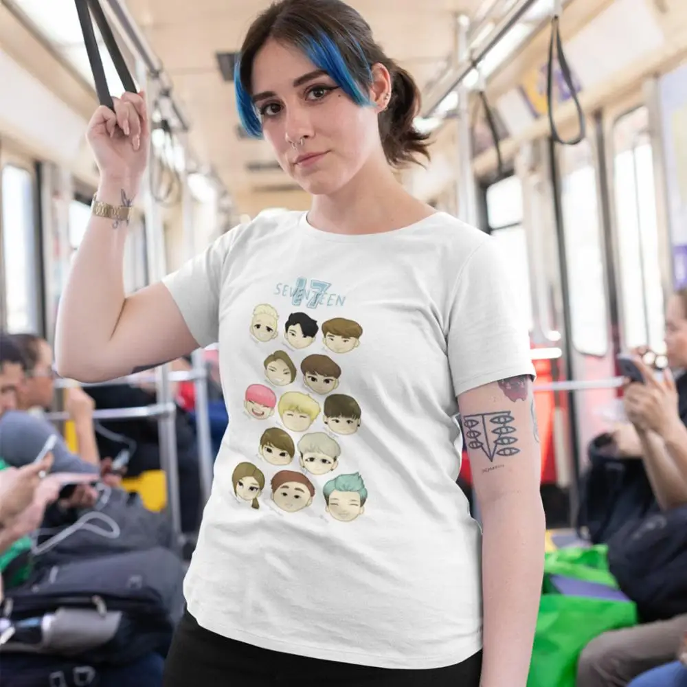 Kpopセブンティーンtシャツセブンティーンちびヘッドtシャツoネックグラフィック女性tシャツ新ファッション夏グレーレディースtシャツ T Shirts Aliexpress