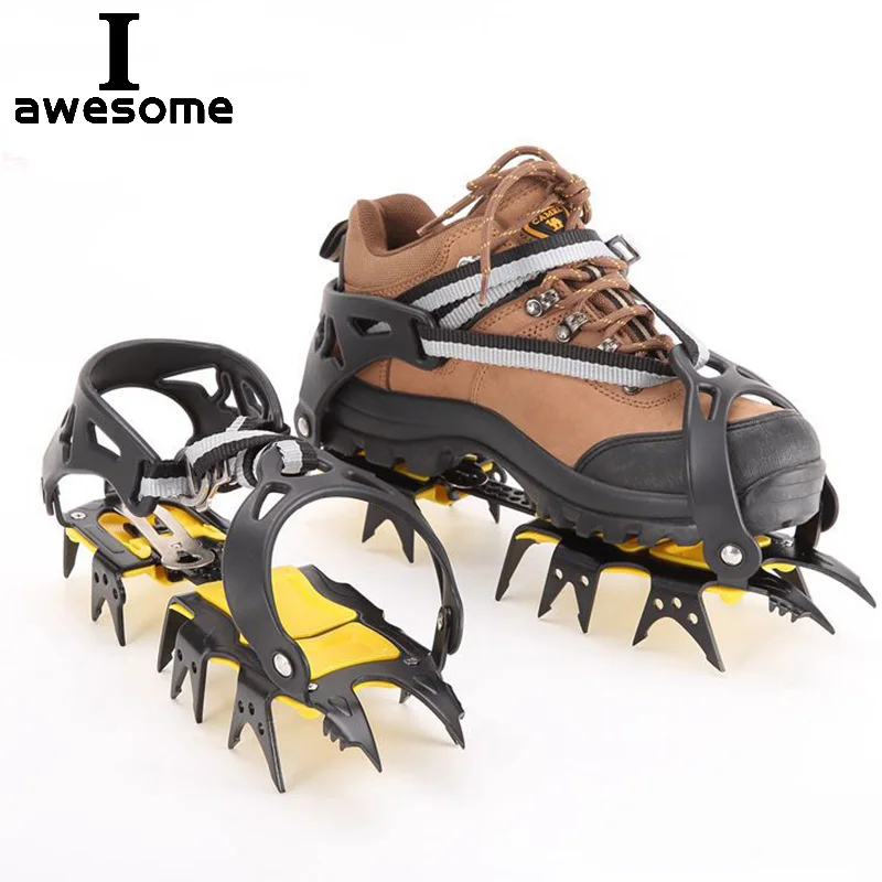 Зубья для захвата. Шипы на обувь Alaskan Ice Spikes AWIC-37 Р.40-45. Антигололедные шипы Shoe Spikes. Ледоступы для обуви Ice Grippers 00110430. Альпинистские ботинки с шипами.