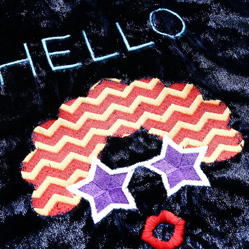 VKBN 2018 Autumn Clothing Fashion Embroidery Section Sweatshirts Women Tide Long Sleeve Pullover Half High Lead Easy Coat Woman Hoodies