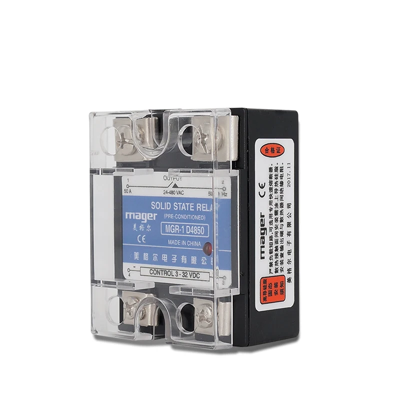 

50A Solid State Relay MGR-1 D4850 3-32V DC TO 24-480 V AC SSR -50DA DC control AC Single phase Solid state relay