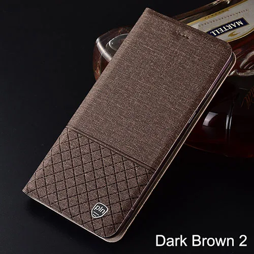 Чехол для LG G6 G7 G8s G8 ThinQ клетчатые стильные Холст шаблон кожаный чехол с откидной крышкой для V30 V35 V40 V50 ThinQ Q60 Q50 K50 K40 чехол s - Цвет: dark brown 2