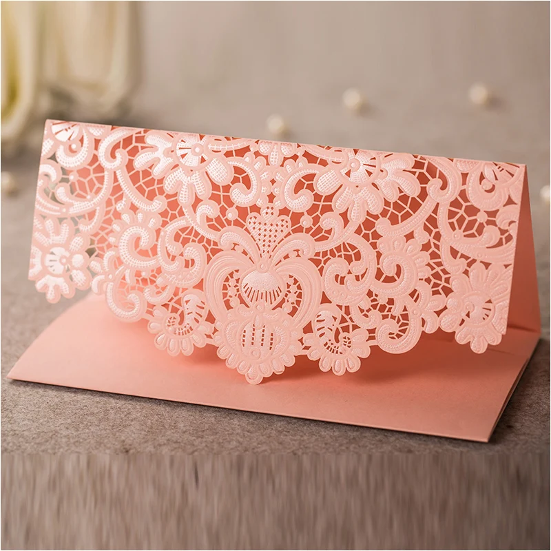 loverly laser cut flower wedding invitation envelopes pink envelope