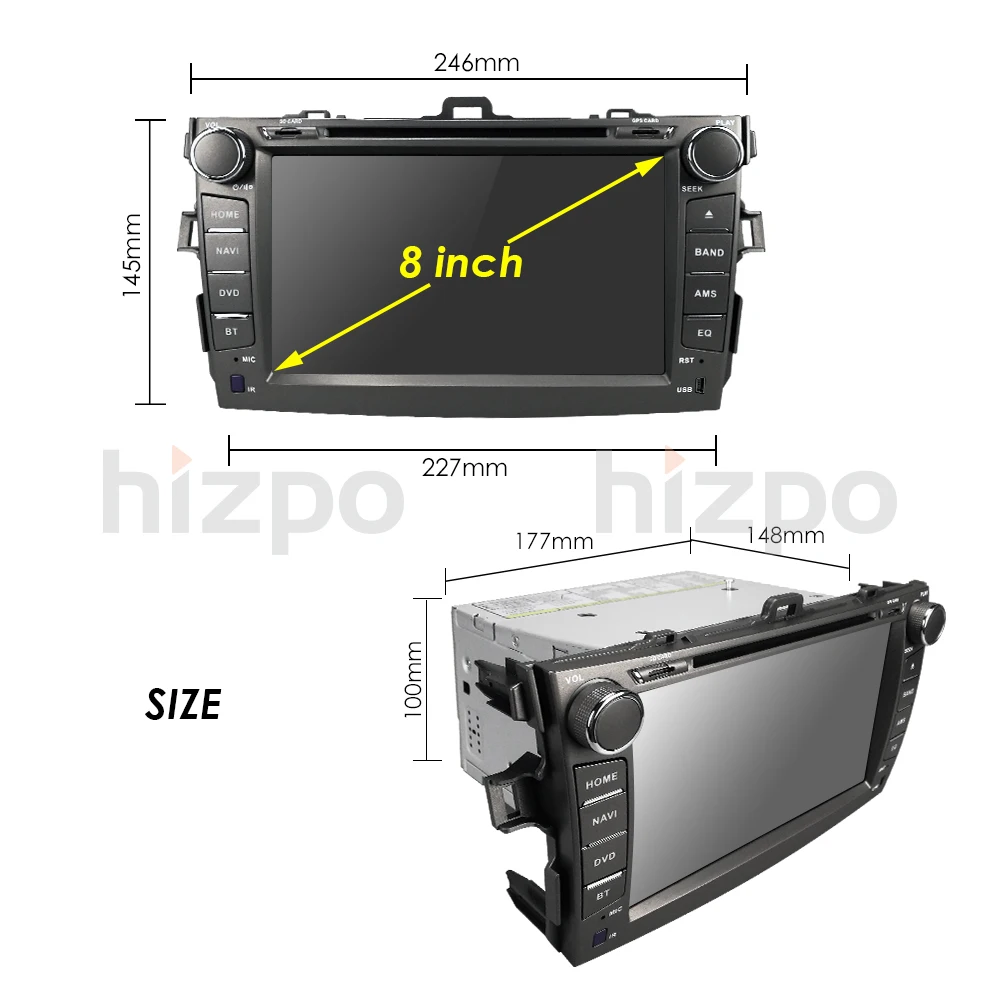Cheap Hizpo Car DVD Player 8 Inch Touch Screen GPS Stereo For Toyota Corolla 2007-2011 iPhone Music/AM FM Radio/SWC/Bluetooth/3G/AV-IN 28