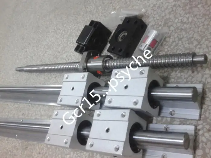 16mm ballscrew RM1605-300mm+BK//BF12 end bearing+15mm Linear Guideway 2 Rail CNC