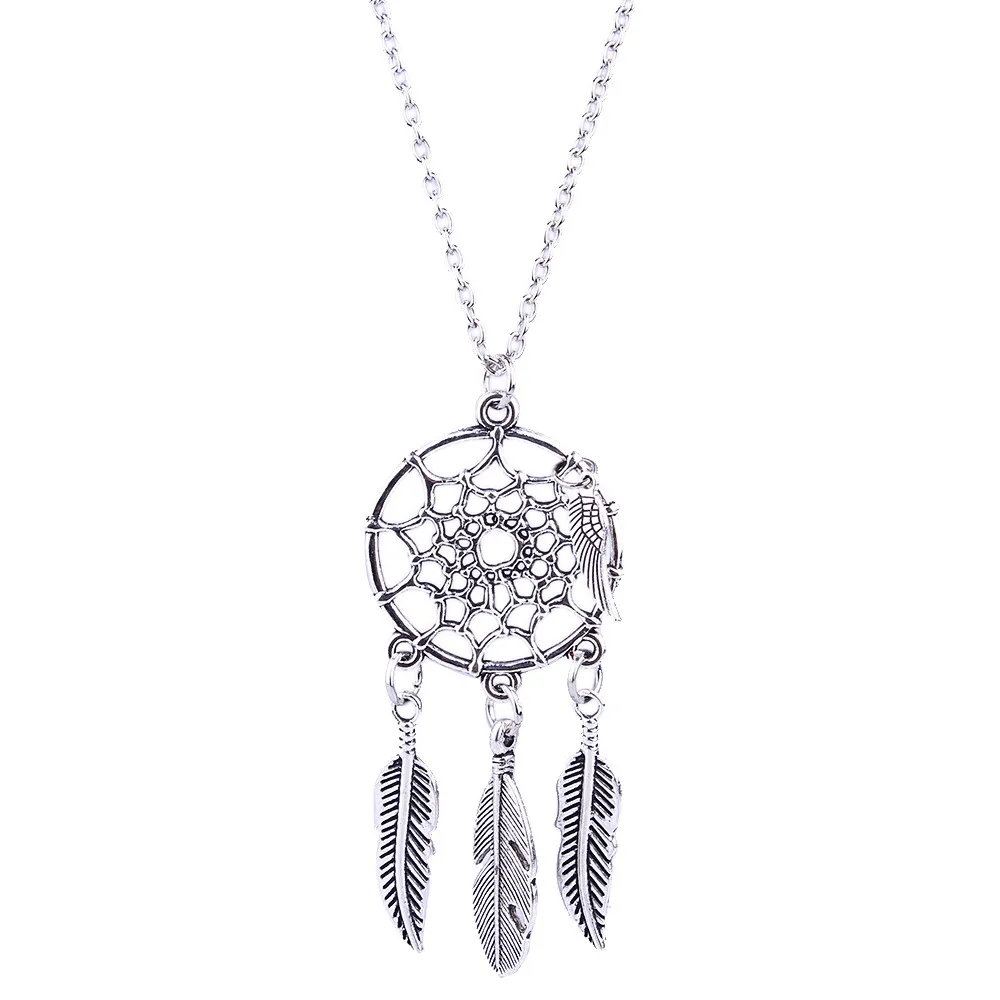 

Ethnic Style Sweater Chain Fringe Feather Long Style Dream Catcher Necklace