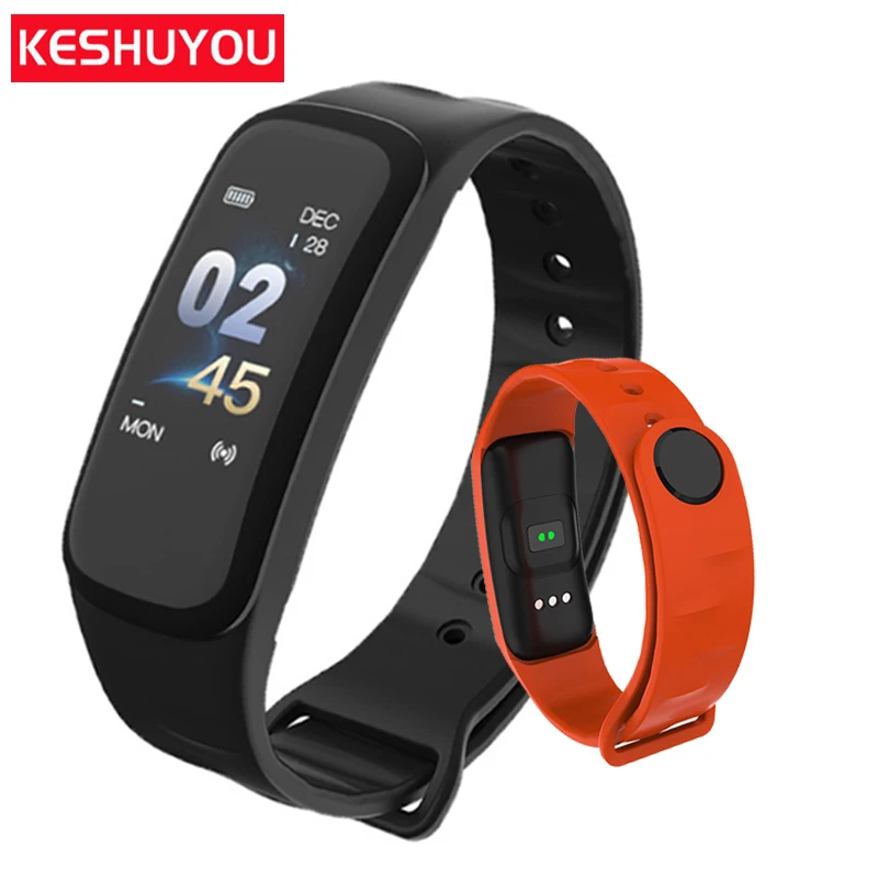 KESHUYOU c1plus pedometer smart bracelet women sport fitness tracker watch heart rate monitor smart wristband activity bracelet
