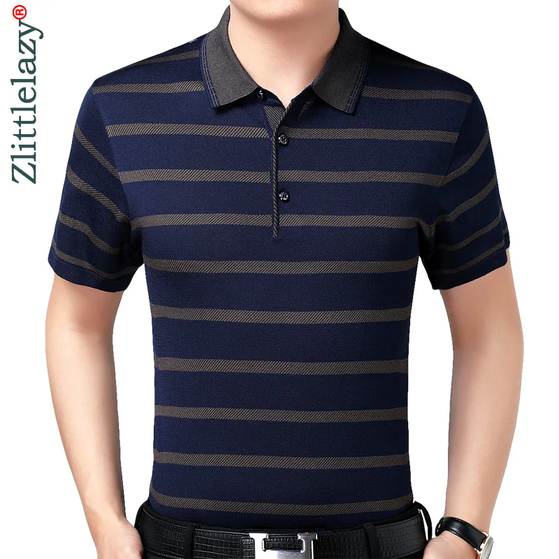 

Summer polo shirt men short sleeve polos shirts striped slim fit mens pol clothes dress bodybuilding streetwear poloshirt 3189