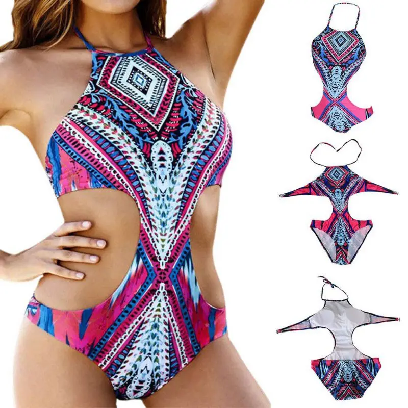 Buy 2018 Sexy Retro Floral Halter Bikini Crop Top