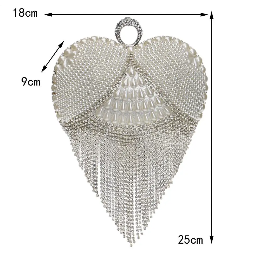 Кисточкой Стразы вечерняя сумочка; BS010 палец кольцо АЛМАЗЫ Свадьба сердце день сцепления Сумки цепь плечо партия жемчужина Рождественский подарок
