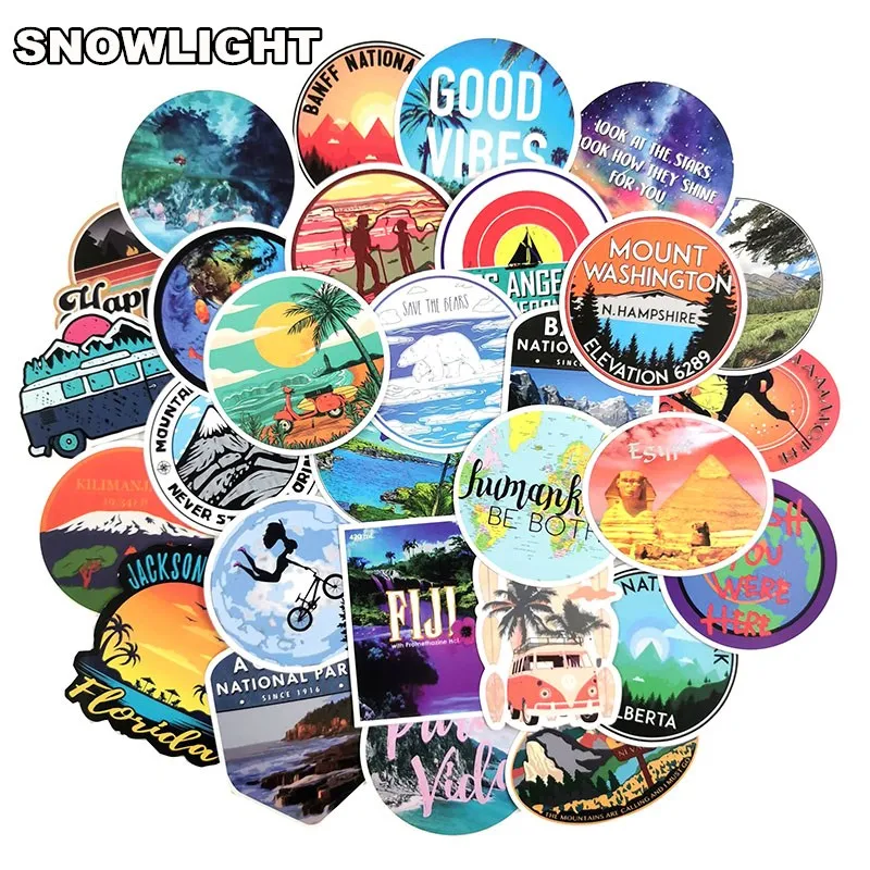 50 PCS Camping Travel Stickers Wilderness Adventure Outdoor Landscape Waterproof Decal Sticker For Motorcycle Skateboard Bike