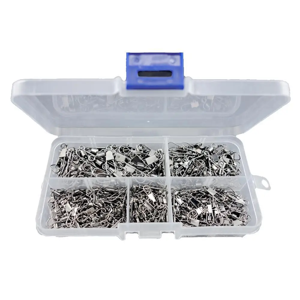 

300pcs Rolling Fishing Swivel With Nice Snap Sea Fishing Rolling Swivels Connector Set With Box Size #2-10 Fishing Accessories