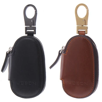 

High Quality Luxury Leather Zipper Car Key Case Bag Cover Stainless Steel Keychain Women Man Car Key Chain Rings Birthday Gifts