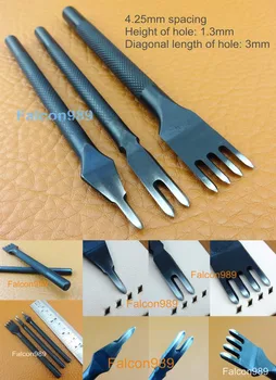 

3pcs 4.25mm 1/2/4 Prongs Leather Craft Sewing Stitching Diamond Lacing Chisel Pricking Iron Punch Tool Edger Creaser Groover