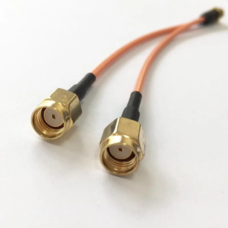 RP SMA male plug to 2X RP-SMA plug female pin Splitter Combiner Pigtail cable RG316 15CM 6