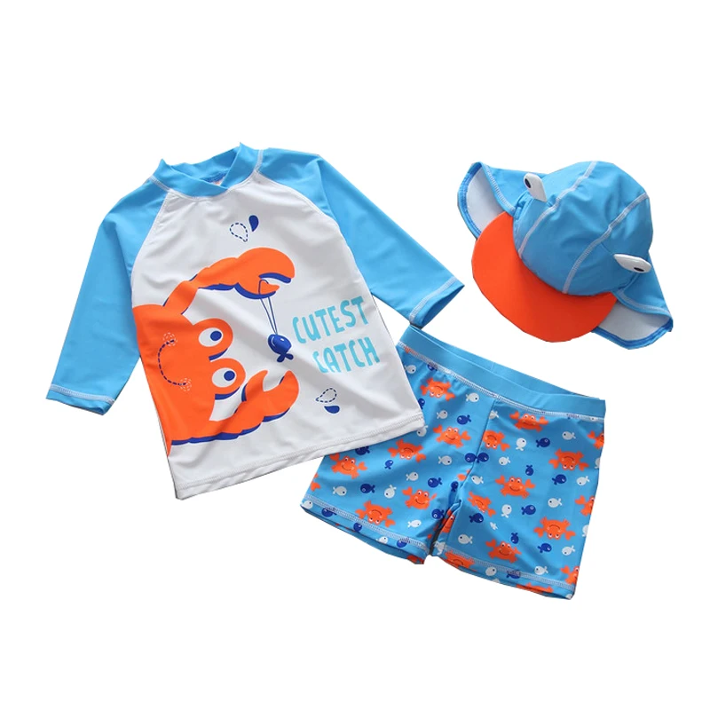 Mioigee/ г. летняя одежда для плавания для мальчиков детские костюмы для плавания одежда для плавания пляжный серфинг для купания для мальчиков, костюмы из 3 предметов, 18 мес.-5 лет