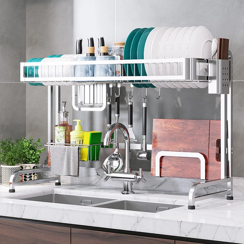 

Kitchen Stainless Steel Sink Shelf Bowl Dish Rack Knife Rack Drainage Rack Household Kitchen Shelf Bowl Chopsticks Filter Rack