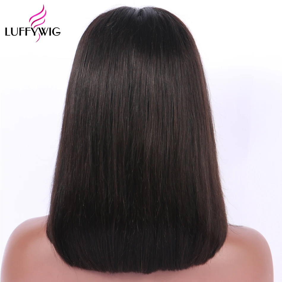 Luffyhair перуанские Remy(Реми) из натуральных волос, короткая стрижка Боб с целой кружевой парик прямого покроя Боб кружево парики с детскими волосами отбеленные средняя часть