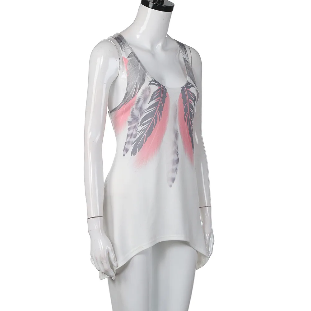 2017 Весна Лето сексуальные женские рубашки без рукавов с перьями блузки