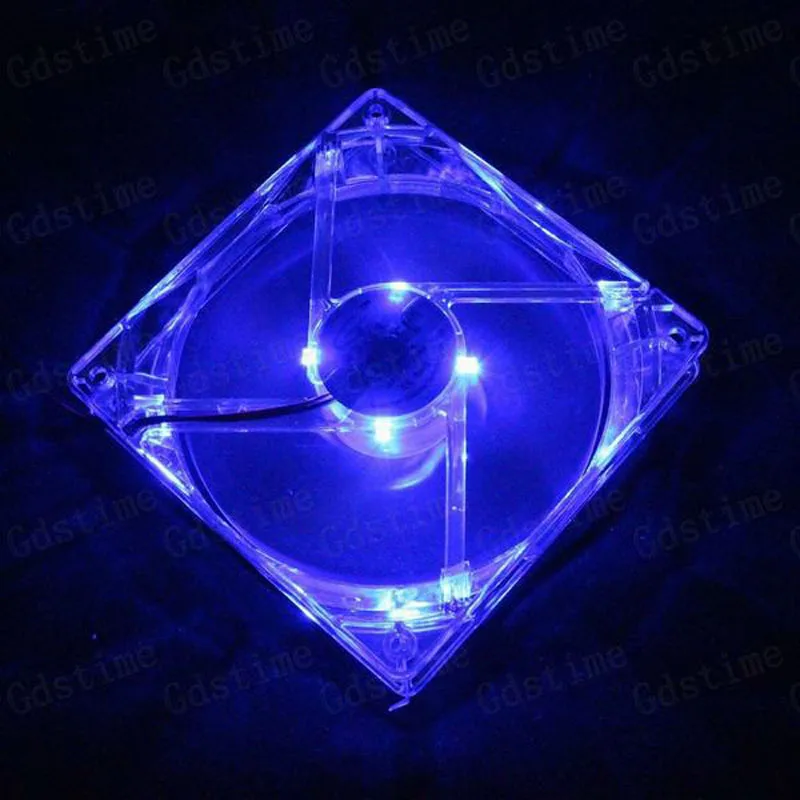 

5Pcs Gdstime 120x25mm Quiet 4Pin Crystal 12V 120mm x 25mm 12CM Transparent Blue LED Light Computer Case Cooling Fan