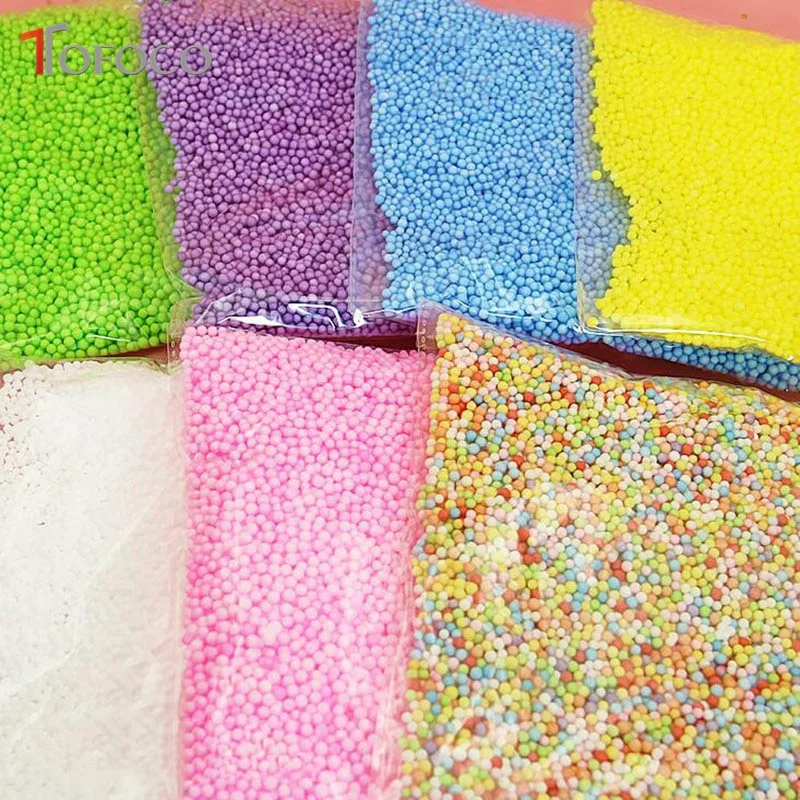 TOFOCO 1 Pack DIY Snow Mud Particles Accessories Slime Balls Small Tiny Foam Beads For Floam Filler For DIY Supplies 2-4mm