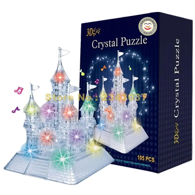 3d Music Flash Crystal Puzzle Jigsaw Model Diy Castle Intelligence Toy Town Decoration 20cm | Игрушки и хобби