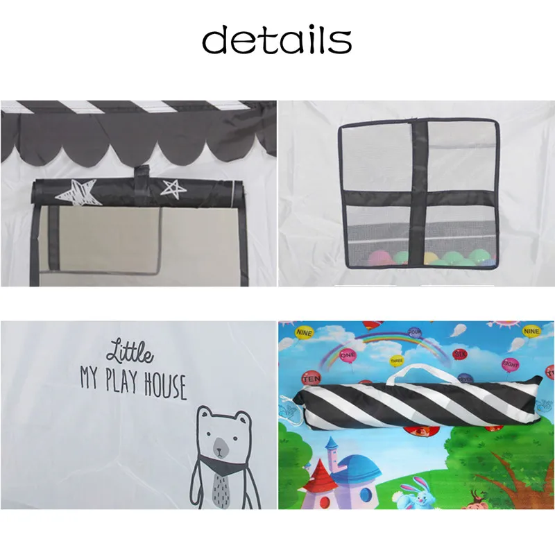 remarkable  Play Tent Toy Portable Foldable Ball Pool Pit Indoor Outdoor Simulation House Black And White Tent 
