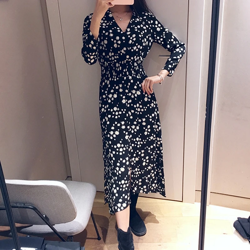 

Women Long Dress Daisy Print Runway Dresses 2019