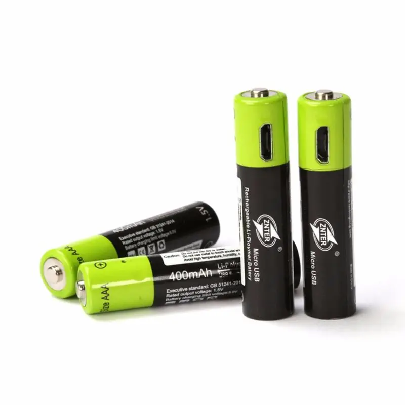 Znter AAA перезаряжаемый аккумулятор 400mah Mirco USB 1,5 v перезаряжаемый литий-полимерный аккумулятор с зарядным кабелем