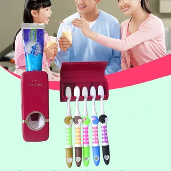 

5 Toothbrush Holder Set Wall Mount Stand Toothbrush Family Tools Accessories Toothpaste Dispenser Bathroom Products