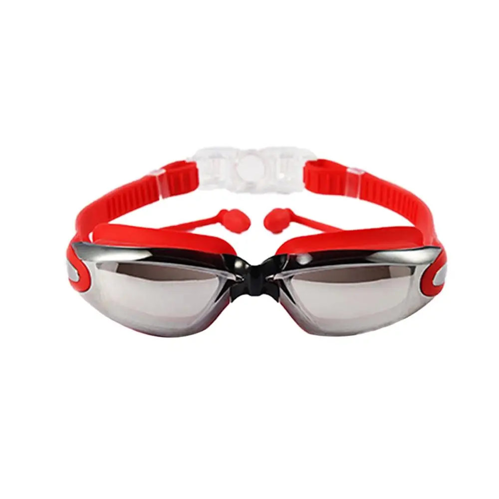 Hot Professional Silicone Waterproof Swim Goggles Anti-fog UV Swimming Glasses With Earplug for Men Women Water Sports Eyewear - Цвет: D
