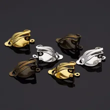 30 adet/grup 10mm altın gümüş renk küpe klipler hiçbir deldi fotoğraf cam Cabochon ayarları Cameo bankası takı yapımı için bulguları