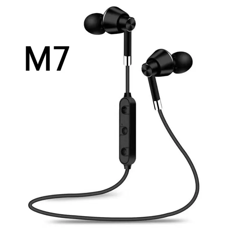 M7 магнитные Bluetooth наушники стерео Беспроводные спортивные наушники-вкладыши наушники для iPhone samsung huawei Xiaomi Mix 2 - Цвет: Black