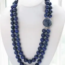 2row 2" 14 мм синее круглое Ожерелье Из Лазурита