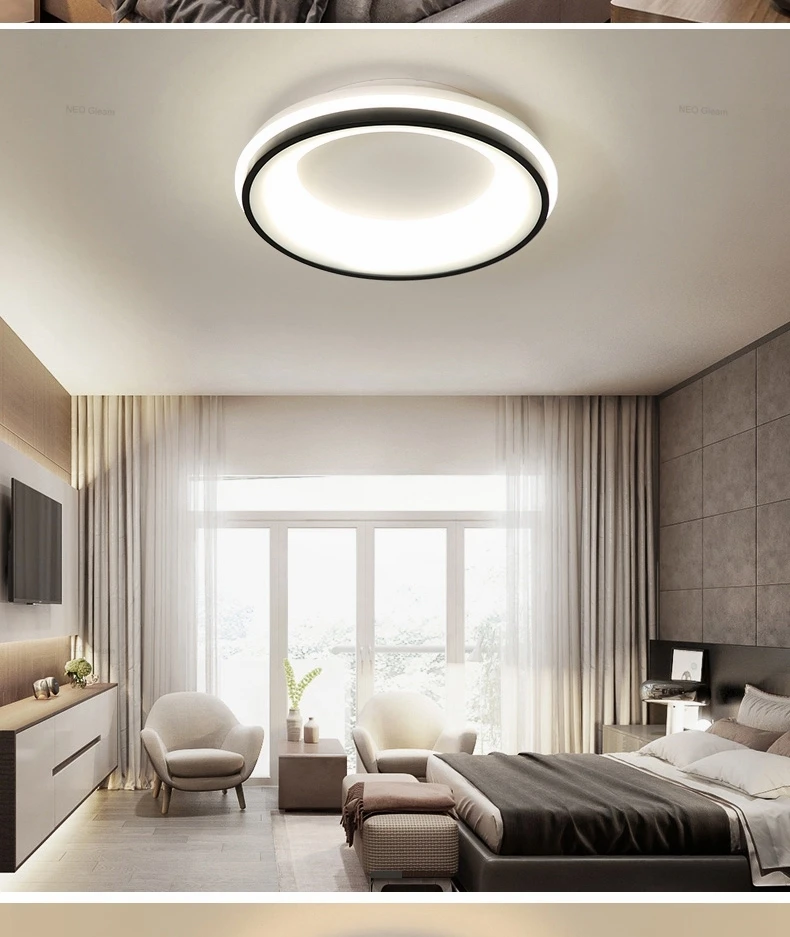 Черная+ белая готовая современная светодиодная люстра для спальни Кабинета гостиной квадратной/круглой потолочной люстры