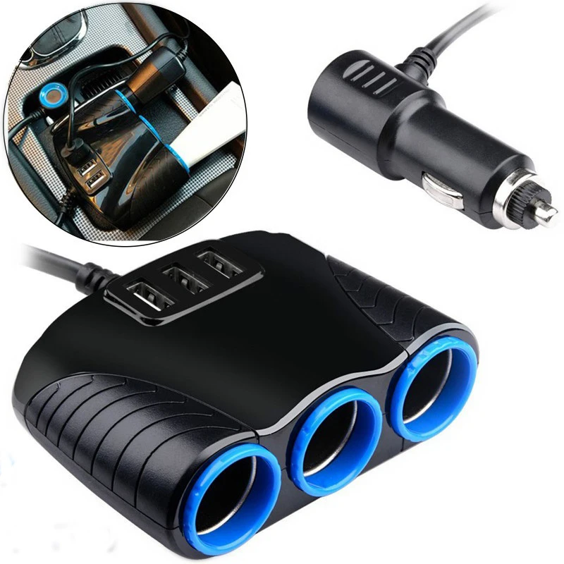 3 Way Auto Sockets Car Cigarette Lighter Adapter Lighter Splitter