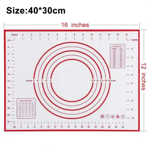 26x29 см 40x30 см антипригарный силиконовый тестомес длявыпечки для теста подкладочный лист для раскатывания теста вкладыш коврик силиконовый коврик для выпечки формы для выпечки - Цвет: Red 40x30cm