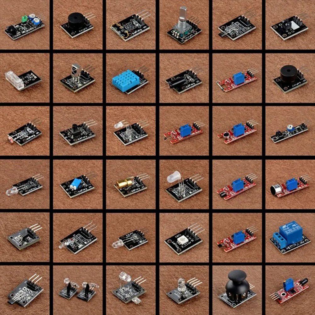 37 в 1 коробка Сенсор модуль комплект для Arduino начало небольшой пассивный звуковой модуль KY-006 2-Цвет светодио дный модуль KY-011 и т. д
