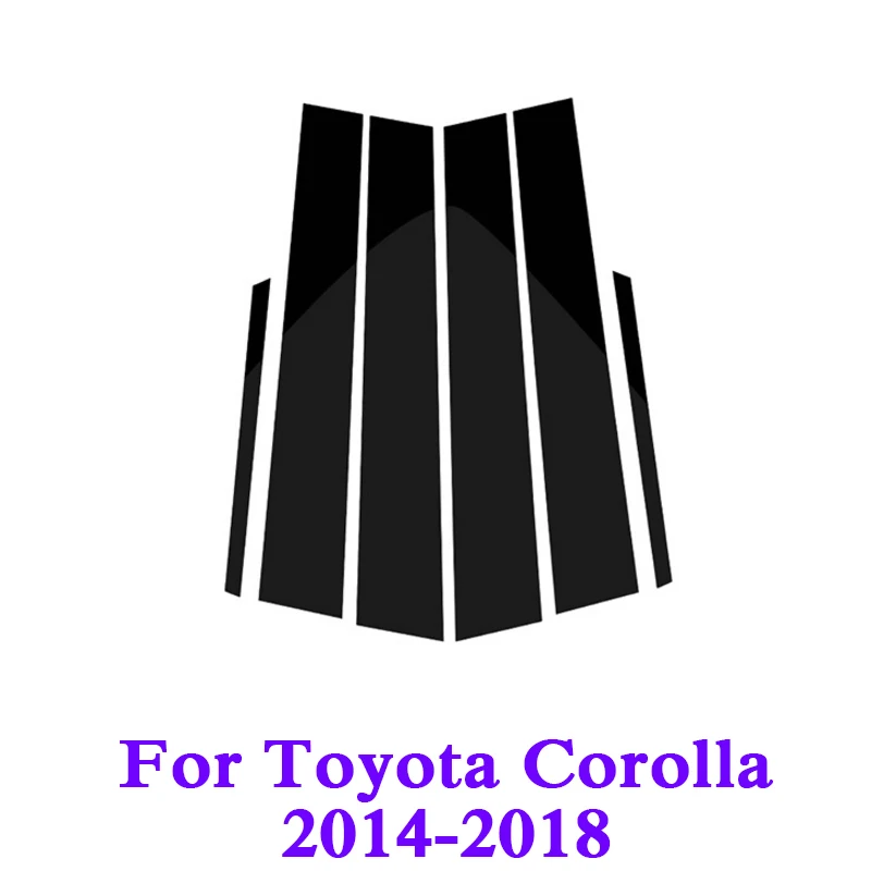 QCBXYYXH оформление окон автомобиля отделка для Toyota Corolla- ПВХ стекла окно декоративная подушка средняя Наклейка декоративная пленка - Цвет: Черный