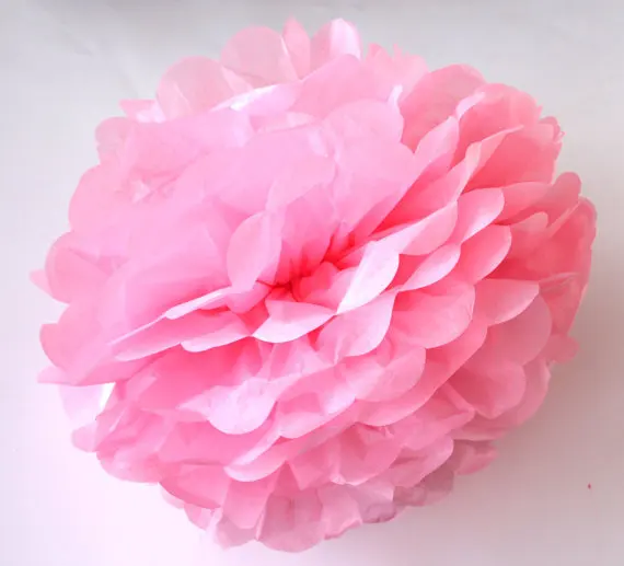 pink Baby shower помпонами шары для свадебного украшения поставки 15 шт, смешанные цвета, " 8" 1", каблук 15 см, 20 см, 25 см помпоны из оберточной бумаги для свадьбы - Цвет: pink