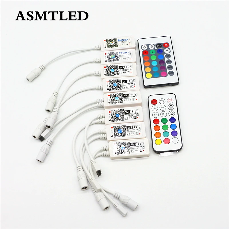 

DC 5V 12V 24V Mini Bluetooth / WiFi Controller IOS Android Phone APP 24Key IR / 21Key RF Remote Controler For RGB RGBW LED Strip