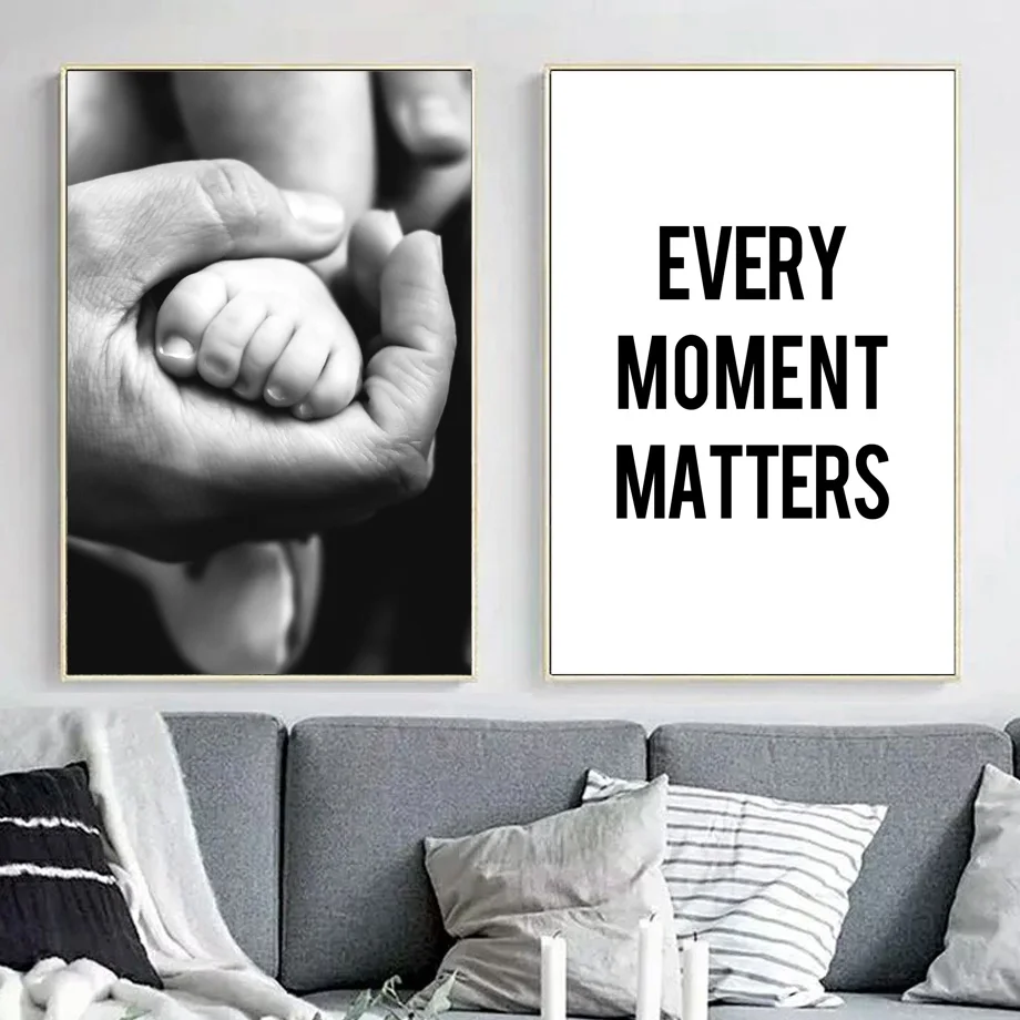 Home Decorative Nordic Style Canvas Painting Black White Baby Foot Quote Pictures Wall Art Prints Modular Poster For Living Room | Дом и сад