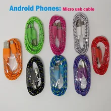 Nylon Micro usb Charger Cable data sync Cord Line for Samsung S7 S6 edge S4 S3 Note 2 4 5 HTC XiaoMi Huawei LG Lenovo Sony Nokia